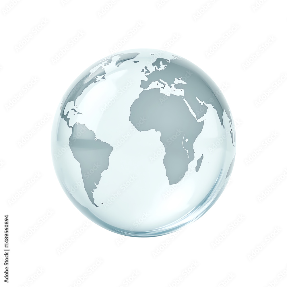 Fototapeta premium Transparent globe showcasing Earth's continents.