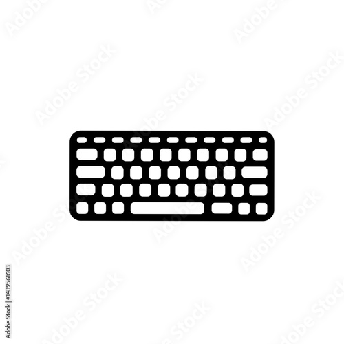 Gaming keyboard icon in black and white on white background, esports design