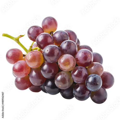 Bunch of fresh red grapes isolated on a transparent background