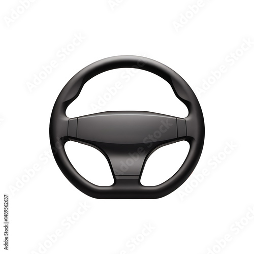 Black car steering wheel isolated on a transparent background