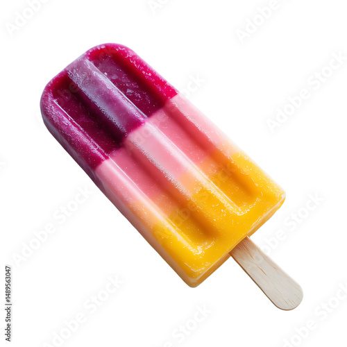  Colorful layered fruit popsicle isolated on a transparent background