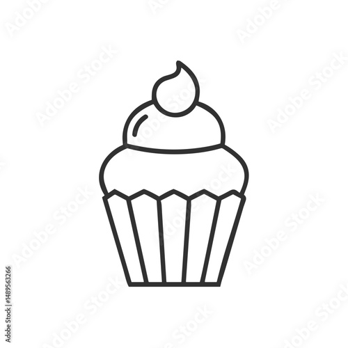 Cupcake Icon for Bakery Websites, Dessert Blogs, Birthday Celebration Materials, and Food Service Applications