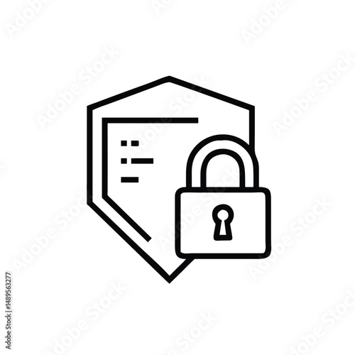Shield with Lock Security Icon for Confidential File Protection Websites, Data Privacy Services, and Information Security Applications
