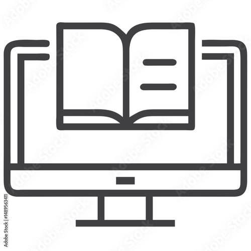 E-Learning Computer Icon for Educational Platforms, Online Course Websites, and Digital Teaching Materials - Perfect for Distance Learning Programs and Training Resources