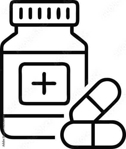 Minimalist Medicine Bottle with Pills - Vector Design