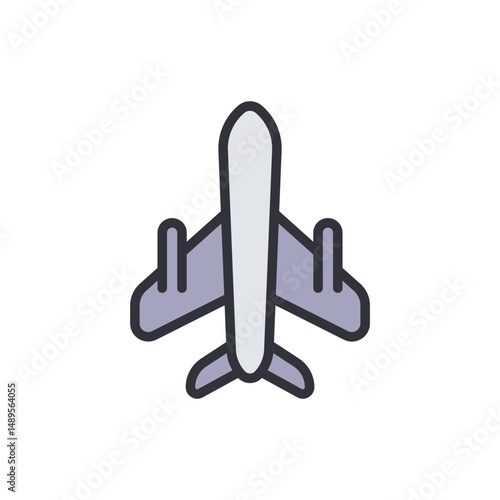 Illustration Of Airplane With Winglets In Minimalist Style On Transparent