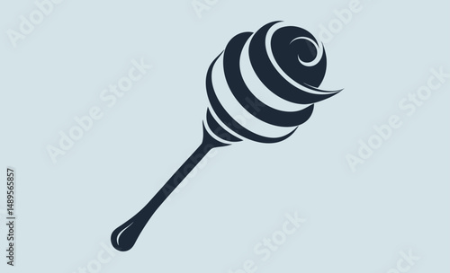 Honey dipper silhouette, Dripping honey stick, Honey dipper stick with dripping honey vector, Honey stick black silhouette icon vector illustration  
