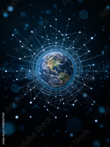 An animated image of Earth being connected through various networks.