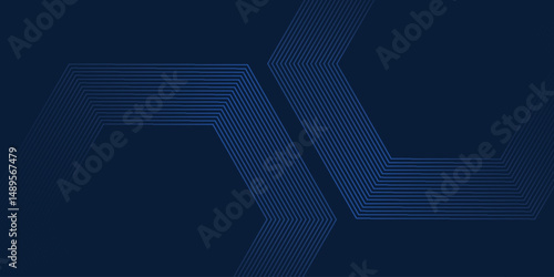 Dark blue background. Modern lines curves abstract presentation background. Luxury paper cut background