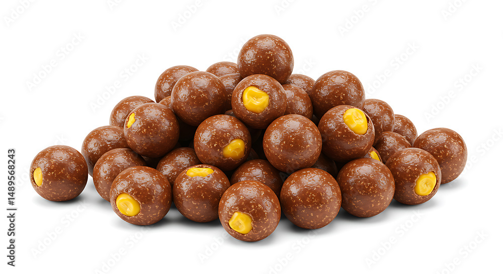Obraz premium Chocolate Covered Malt Balls isolated on white background. American food