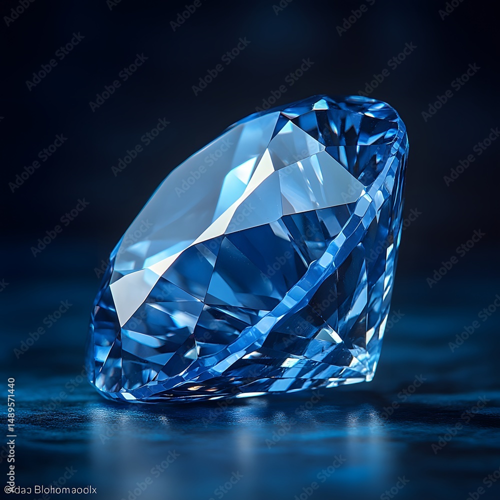 Close-up of a brilliant blue diamond Close-up of a brilliant blue diamond