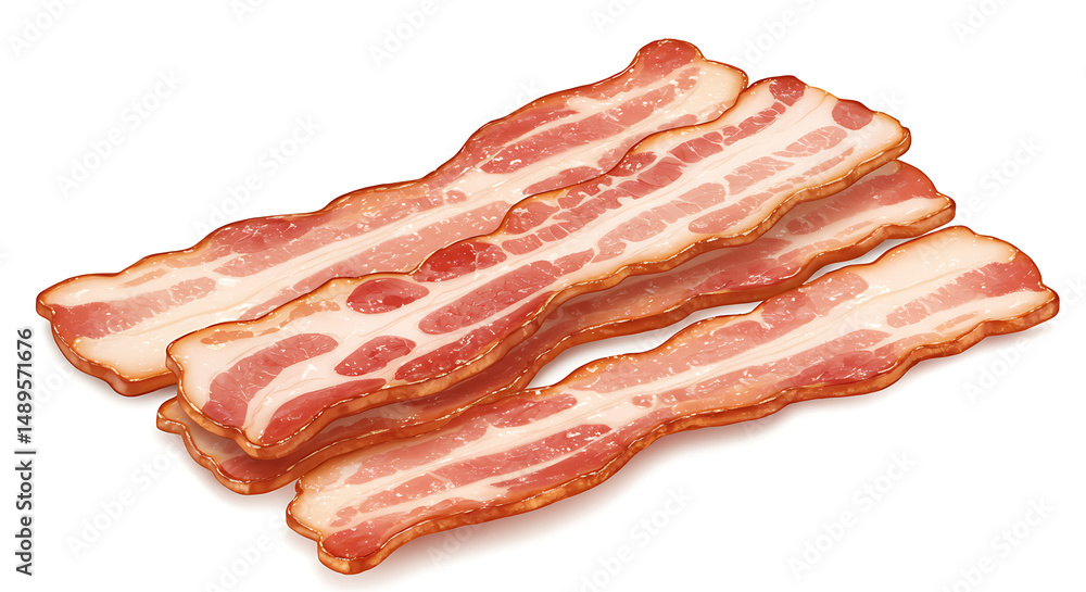 Obraz premium Bacon Slices isolated on white background. American food