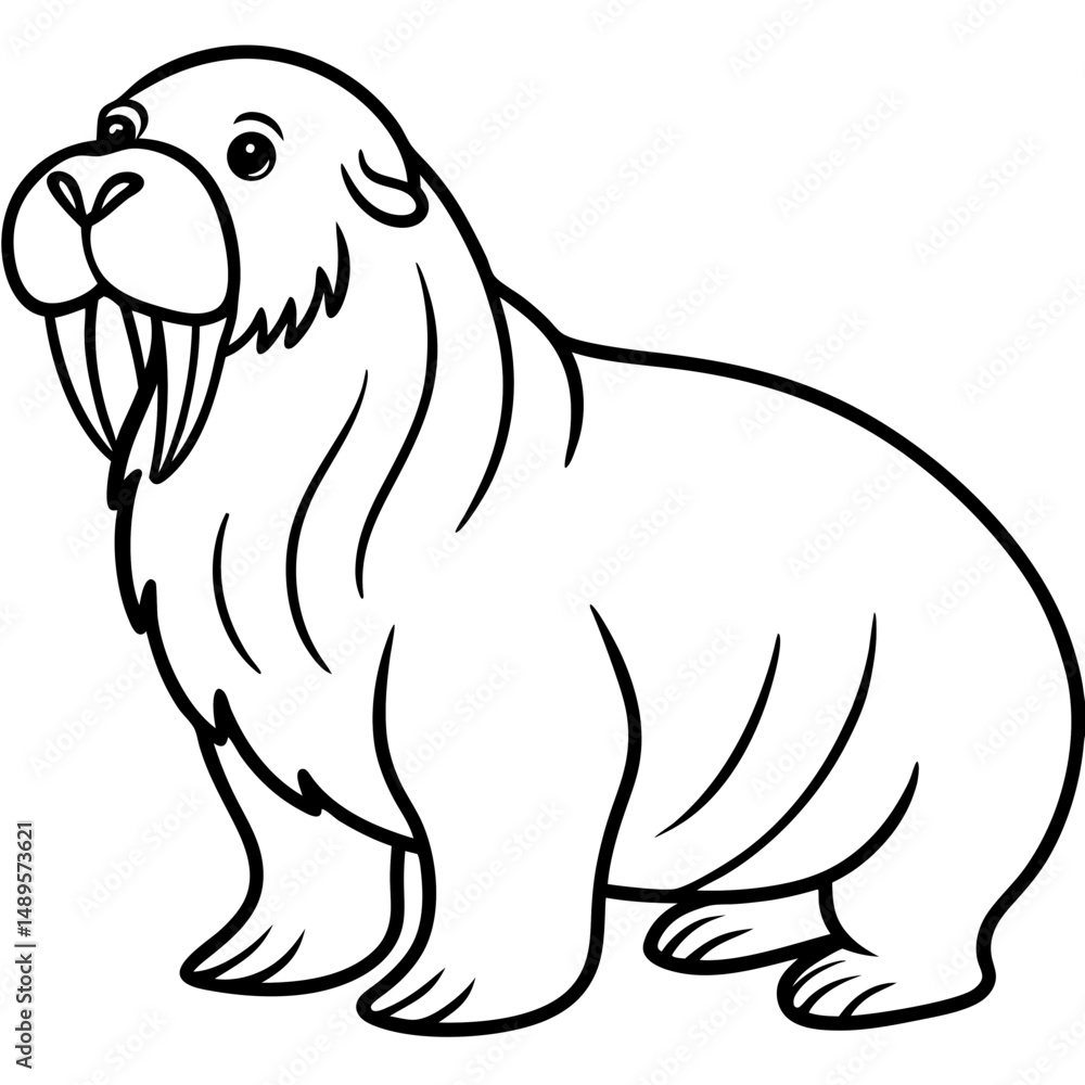 Icy Walrus line art vector Icy Walrus line art vector