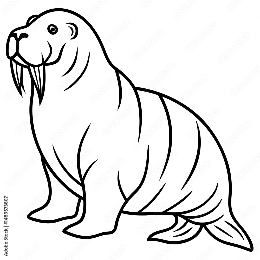 Icy Walrus line art vector Icy Walrus line art vector