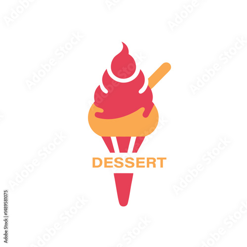 Dessert Shop Logo with Ice Cream Cone and Kulfi Sticks