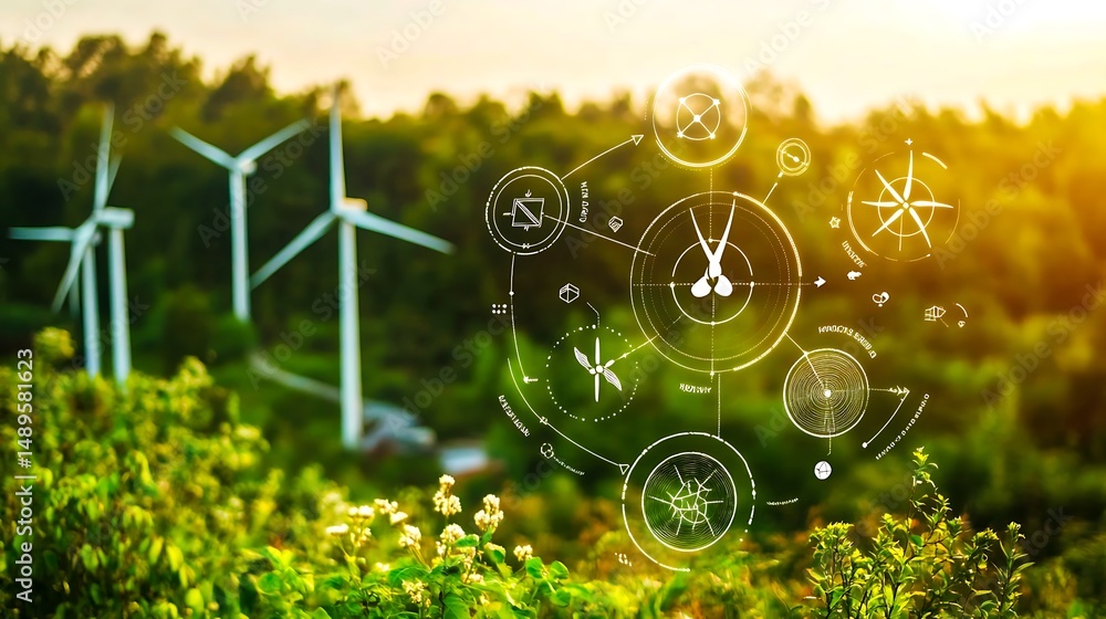 custom made wallpaper toronto digitalGreen Energy Wind Turbines Sustainable Technology Eco-Friendly Power Generation Renewable Resources Environmental Conservation