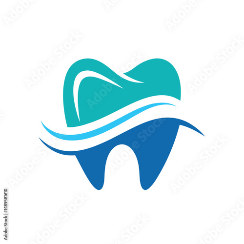 Tooth and Wave Symbol Representing Freshness and Clean Water
