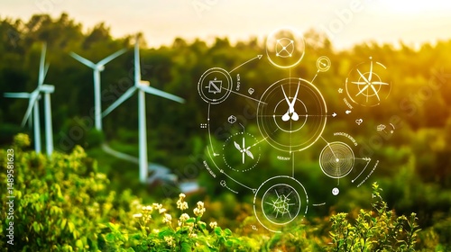 Wallpaper Mural Green Energy Wind Turbines Sustainable Technology Eco-Friendly Power Generation Renewable Resources Environmental Conservation Torontodigital.ca