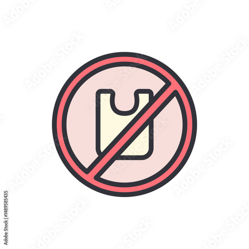 No Plastic Bag Sign With Circular Design Symbolizing Environmental Ban