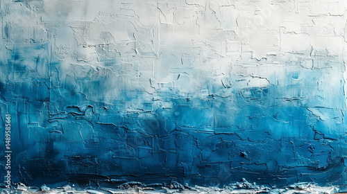 Abstract textured wall, gradient blue and white.