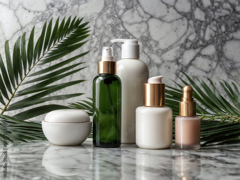 Cosmetic cream, serums, roller and gouache for skin care. Natural cosmetics set on white background, side view
Cosmetic cream, serums, roller and gouache for skin care. Natural cosmetics set on white background, side view