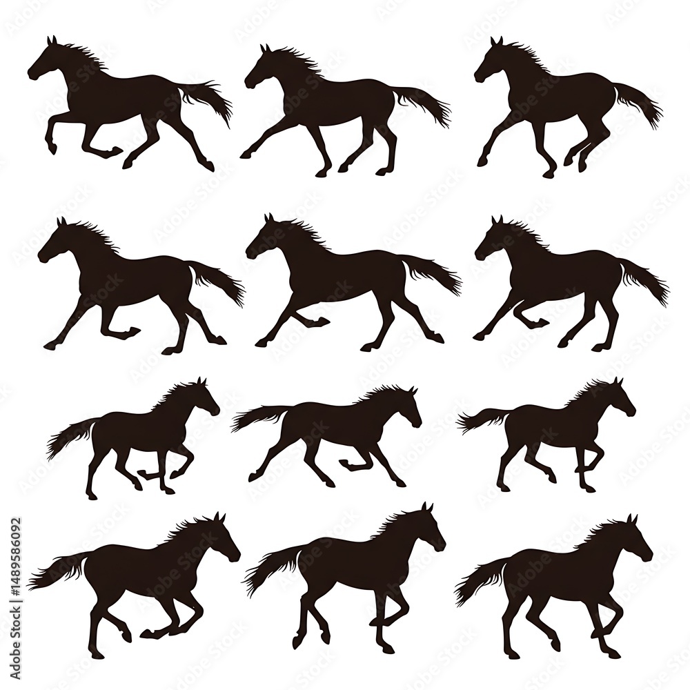 Obraz premium Galloping Grace: A Silhouette Sequence