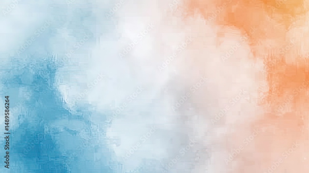 Fototapeta premium Abstract watercolor wash in cool and warm tones, blending blue and orange hues