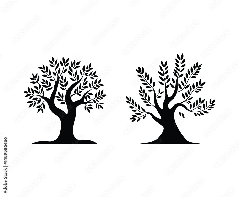 Fototapeta premium Vintage Olive Tree Silhouette Vector EPS Isolated Design