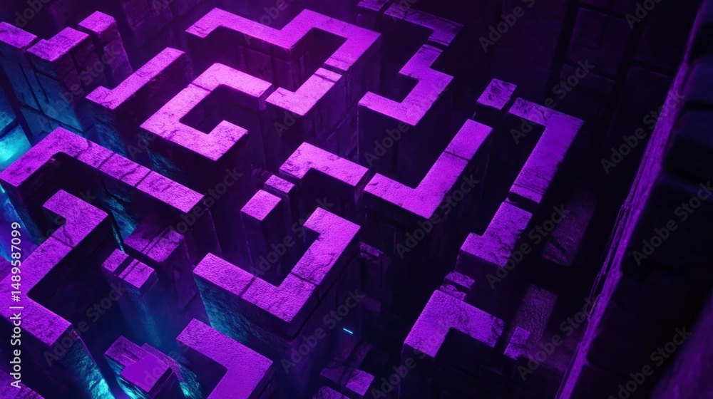 Dark Purple Neon Maze Dark Purple Neon Maze