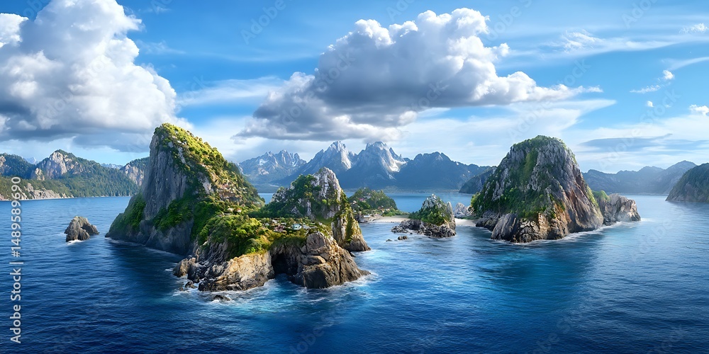 Obraz premium Exploring scenic islands crystal clear ocean nature photography tropical environment aerial view serenity and adventure