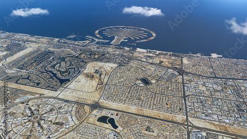Bild auf Leinwand Dubai Palm Jumeirah Island Aerial View - Luxury Waterfront Cityscape