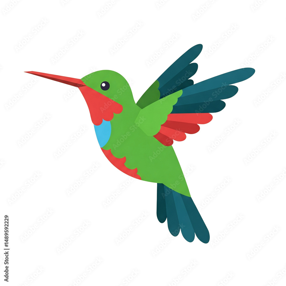 Obraz premium Colorful and Modern Hummingbird Illustration on Light Background