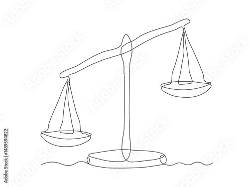 Abstract scales, disbalance, continuous single line art hand drawing sketch logo