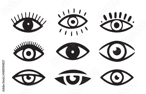 Black Eye vector icon set. View symbol illustration. Different eye icon vector eps 10