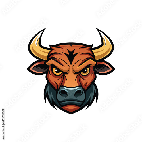 Angry bull head icon vector illustration