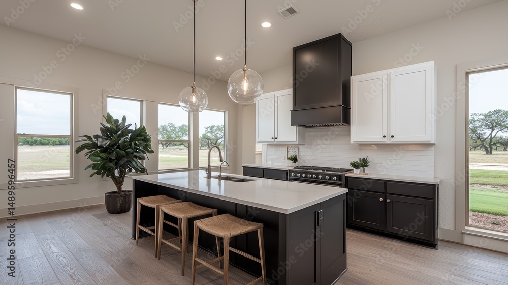 Modern Kitchen with Open Layout and Elegant Island Design Modern Kitchen with Open Layout and Elegant Island Design