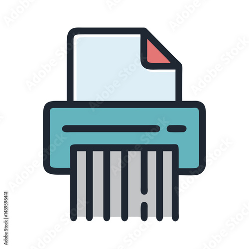 Paper Shredder Icon – Document Disposal, Security, Office Equipment Symbol