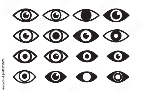 Black Eye vector icon set. View symbol illustration. Different eye icon vector eps 10