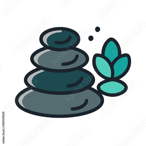Spa Stones with Candle Icon – Relaxation, Wellness, Aromatherapy Symbol