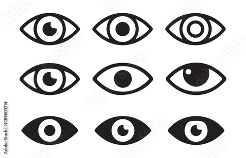 Black Eye vector icon set. View symbol illustration. Different eye icon vector eps 10