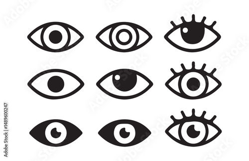 Black Eye vector icon set. View symbol illustration. Different eye icon vector eps 10