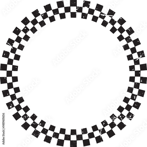 Grunge Checker Circle Frame