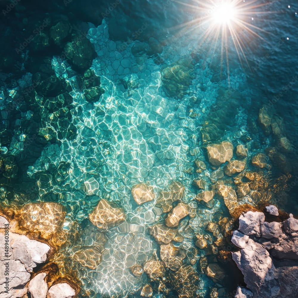 Obraz premium Exploring the tranquil ocean depths coastal waters nature photography serene environment aerial view beauty of nature