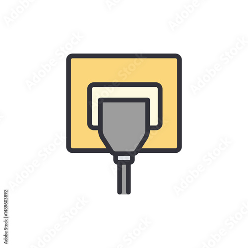 Electrical Socket Illustration Showing An AC Power Plug Connected Device