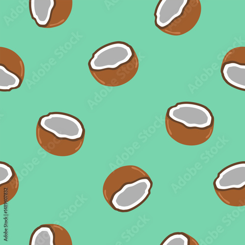 Cute coconut fruits pattern background vector design