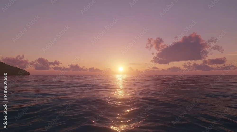Fototapeta premium Peaceful Sunset Over Ocean Horizon