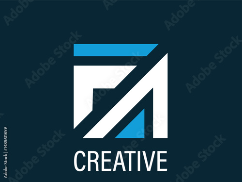 FA Letter Logo Design. FA letter logo design vector with white and vivid cerulean colors. Initial letters AF logo icon.