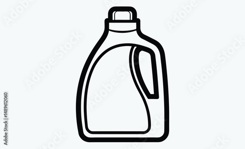 Detergent bottle line art illustration, Detergent bottle outline, Cleaning bottle sketch, Liquid container illustration