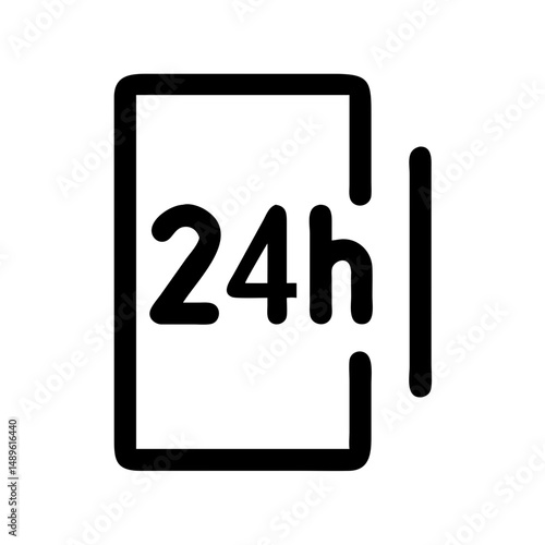 24h symbol inside smartphone frame icon