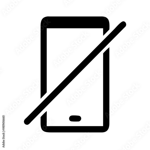 No phone symbol with diagonal line in minimal style